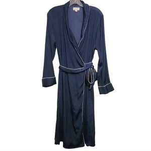 Love by Gap | Women's Military Blue Long Sleeve Belted Robe (Size XS/Small)